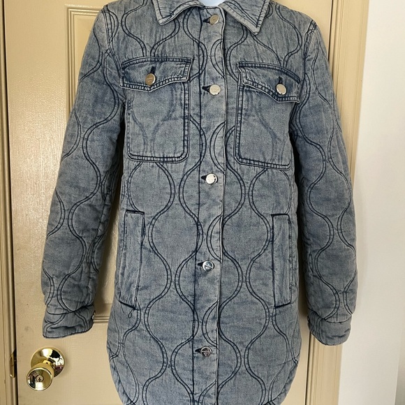 Madden Girl Gray Quilted Denim Jacket - Picture 2 of 9